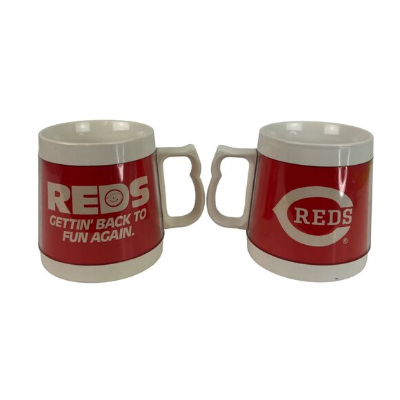 Vintage Cincinnati Reds Baseball Thermo-Serv Insulated Set of 2 Coffee Mugs - Picture 5 of 11